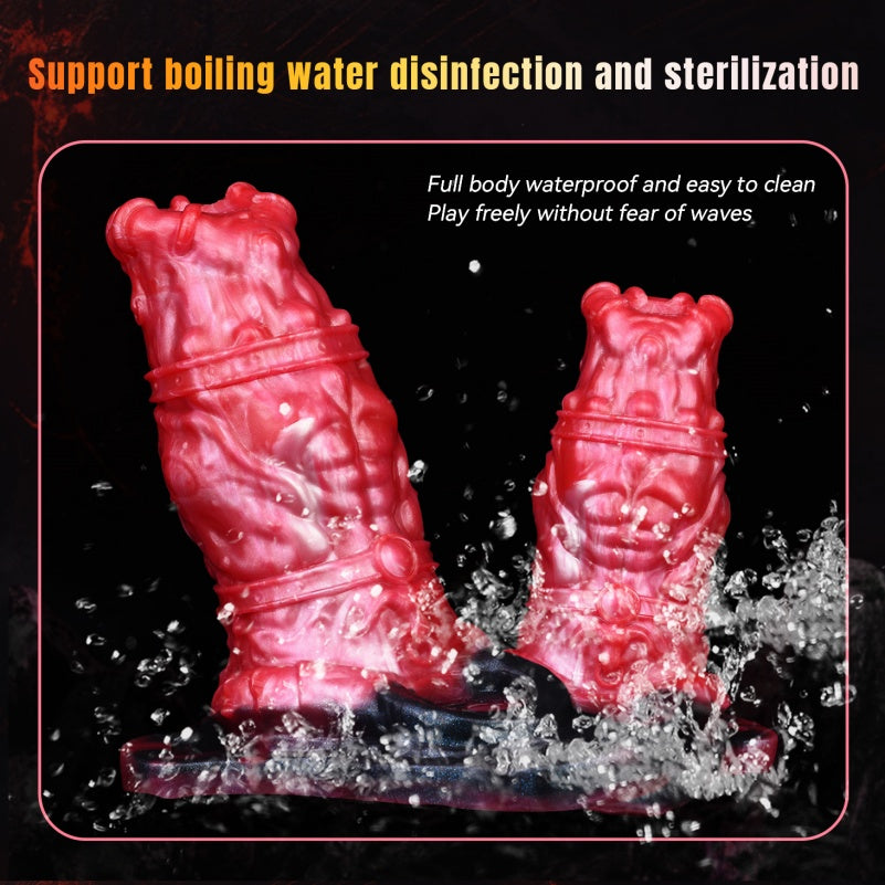Male-Specific Ejaculation Control Vibrating Cock Sleeve - Silicone Monster Fantasy Design