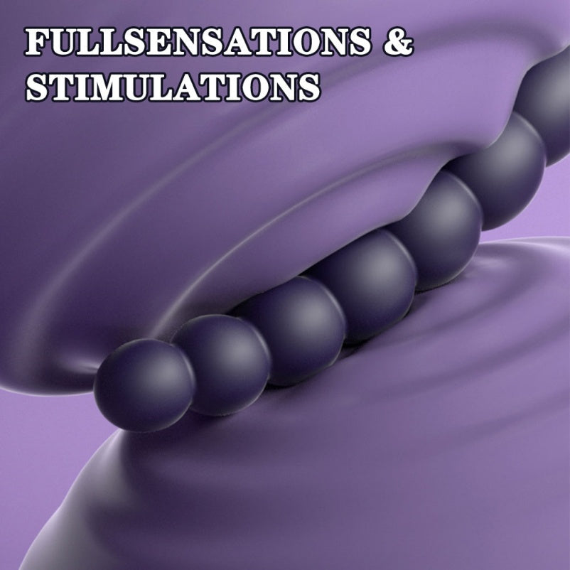 Purple Silicone 7-Bead Vibrating Anal Beads Butt Plug – Powerful Motor Clit-Stimulating Masturbator