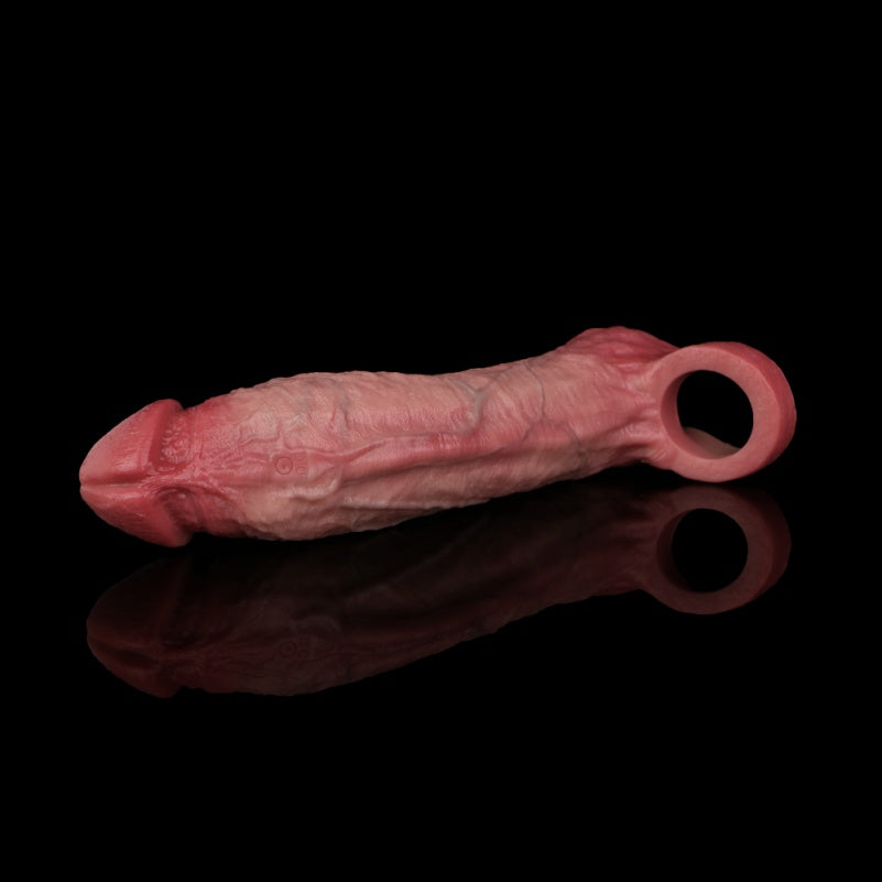8-inch Realistic Cock Sleeve Sheath - Remote Control Vibrating Penissleeve Extender for Men