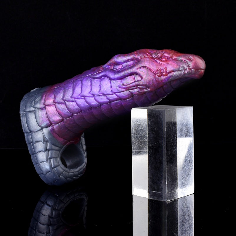 Fantasy Chinese Dragon Cock Sleeve – Purple Silicone Tight Penis Extender Sheaht for Men