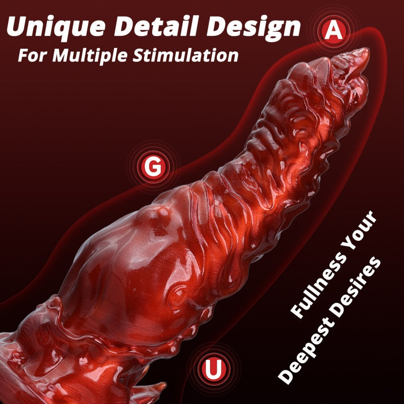 Blood-Red Dragon Dildo | Platinum Silicone Fetish Toy by Domlust