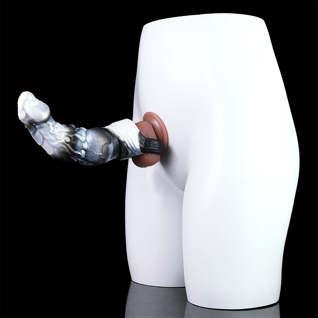 Dragon Scale Silicone Vibrating Cock Sleeve – Fantasy Penis Extender Sleeve for Stronger, Longer Performance
