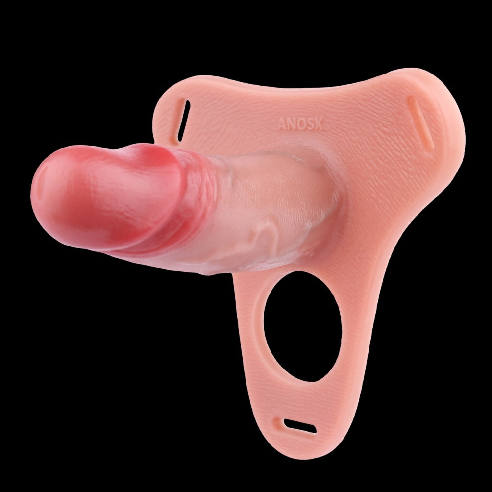 Realistic Hollow Dildo Male Strap On - Cockring Harness Belt Penis Sheath Extender for Men Gay