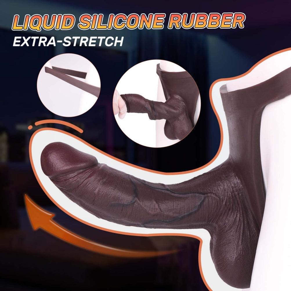 Black Cock Sleeve Sheath Underwear – Silicone Realistic Hollow Dildo Pants for Men Gay Couple
