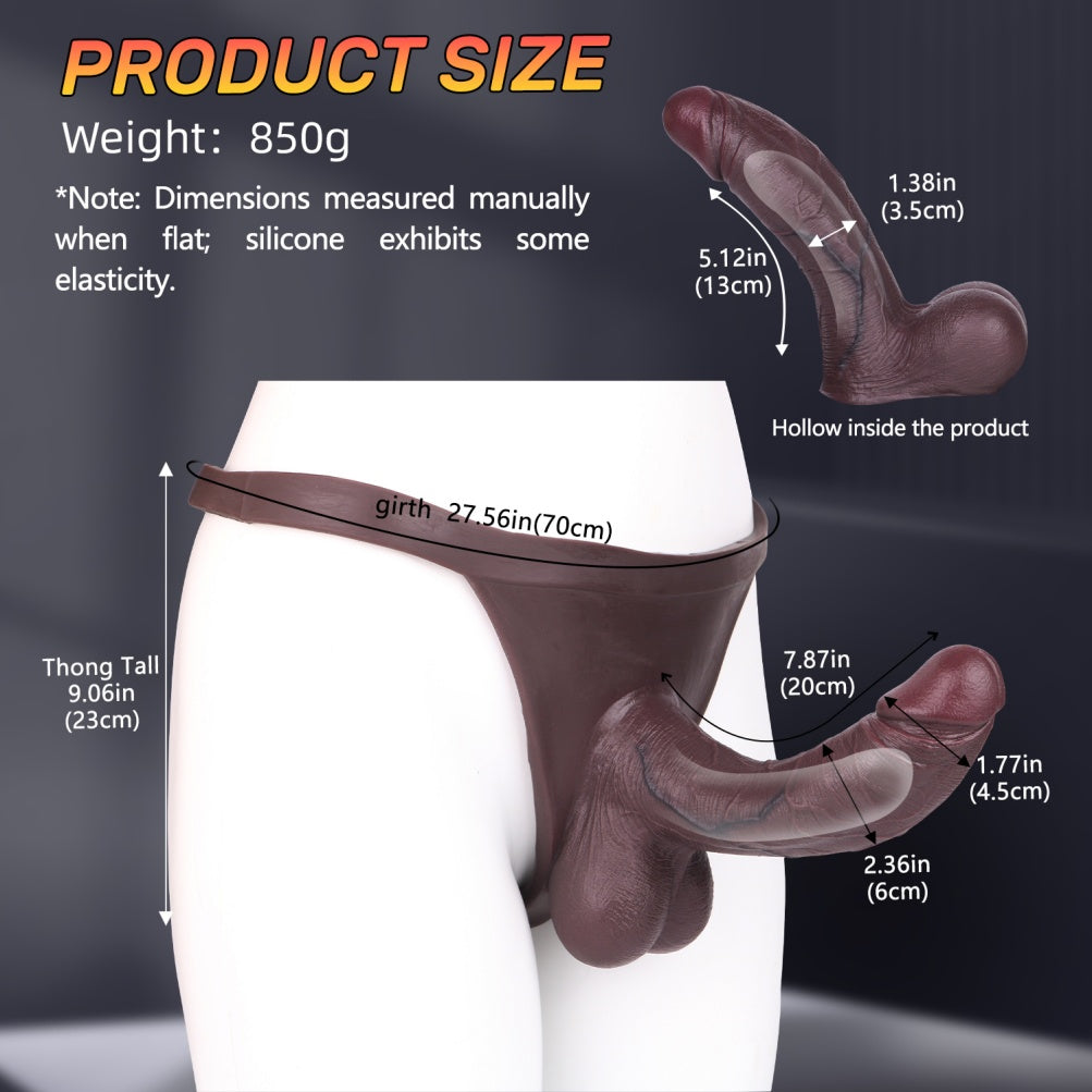 Black Cock Sleeve Sheath Underwear – Silicone Realistic Hollow Dildo Pants for Men Gay Couple