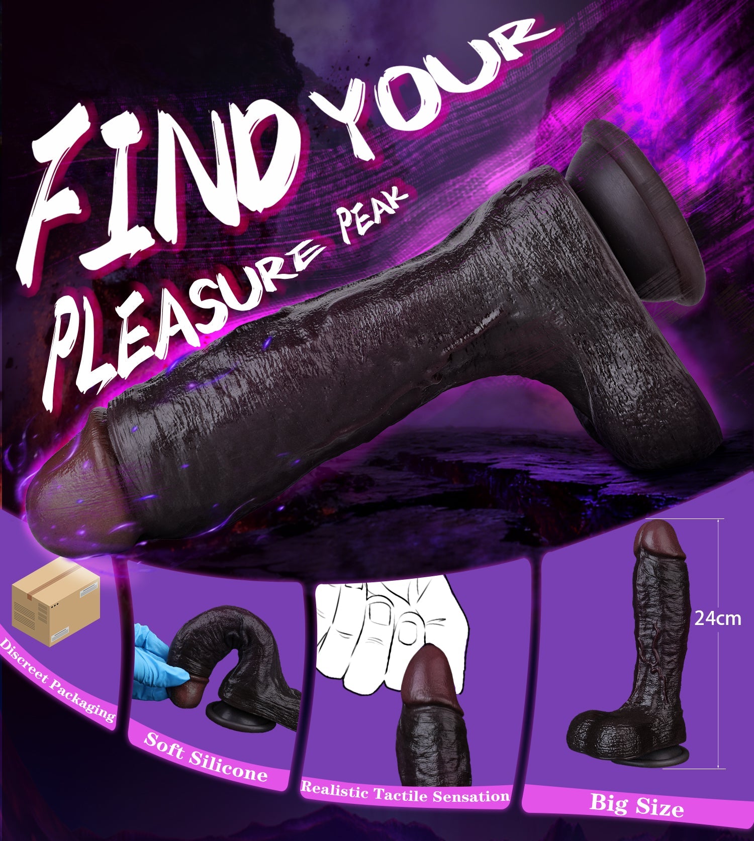 NobleSculpt 9" Dual-Density Black Silicone Dildo | Realistic Life-Size | Domlust