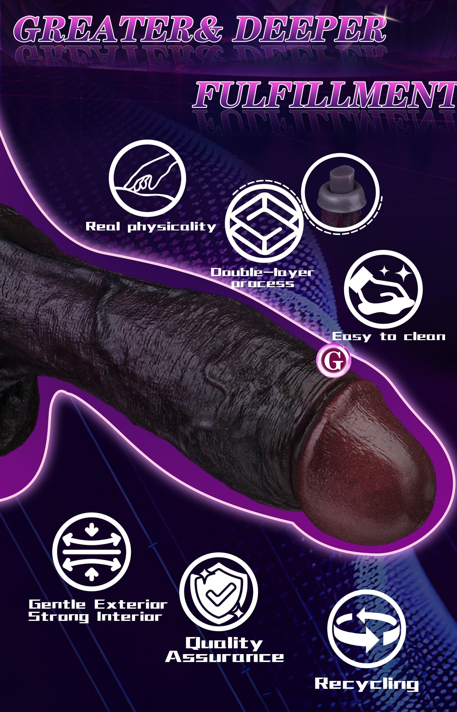 NobleSculpt 9" Dual-Density Black Silicone Dildo | Realistic Life-Size | Domlust