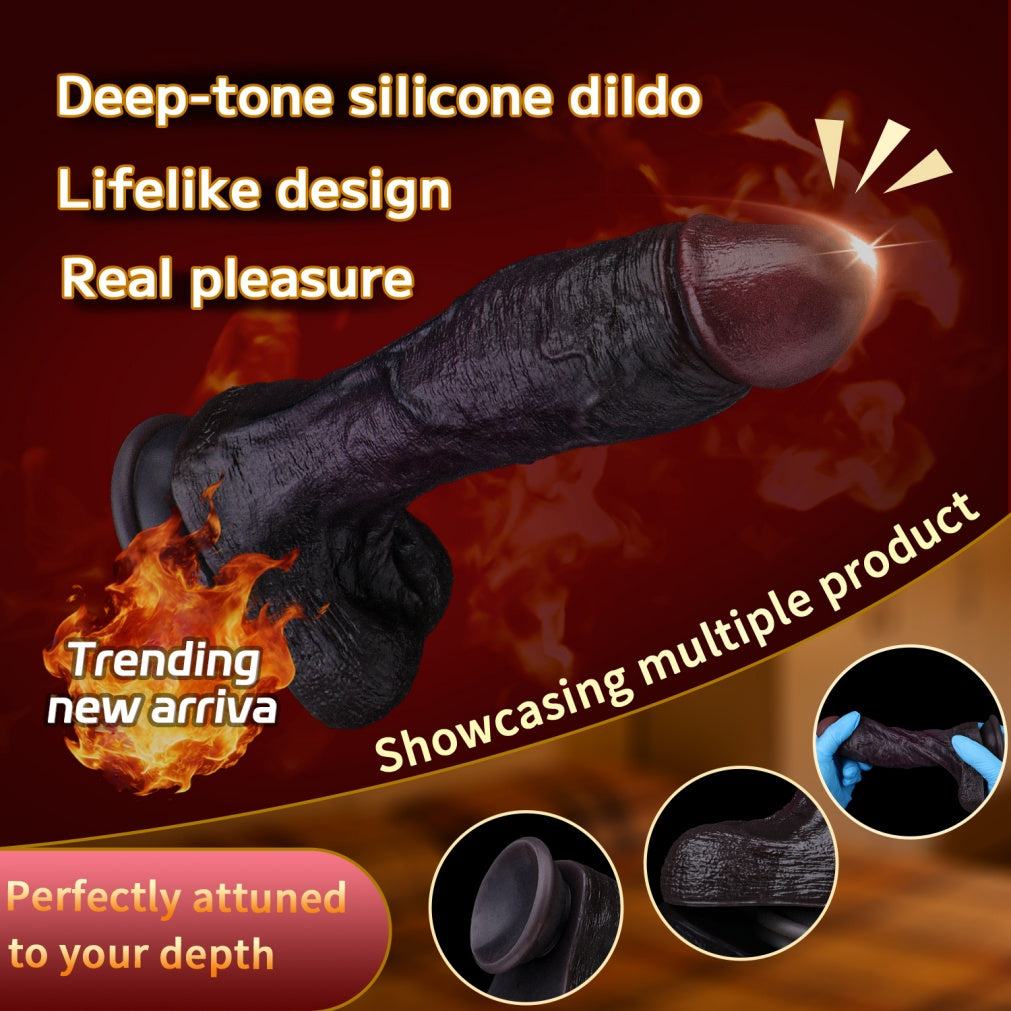 NobleSculpt 9" Dual-Density Black Silicone Dildo | Realistic Life-Size | Domlust