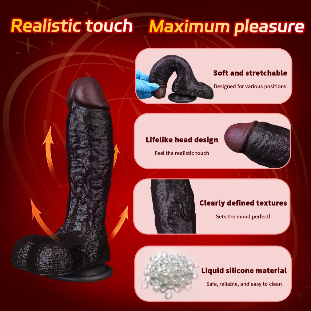 NobleSculpt 9" Dual-Density Black Silicone Dildo | Realistic Life-Size | Domlust
