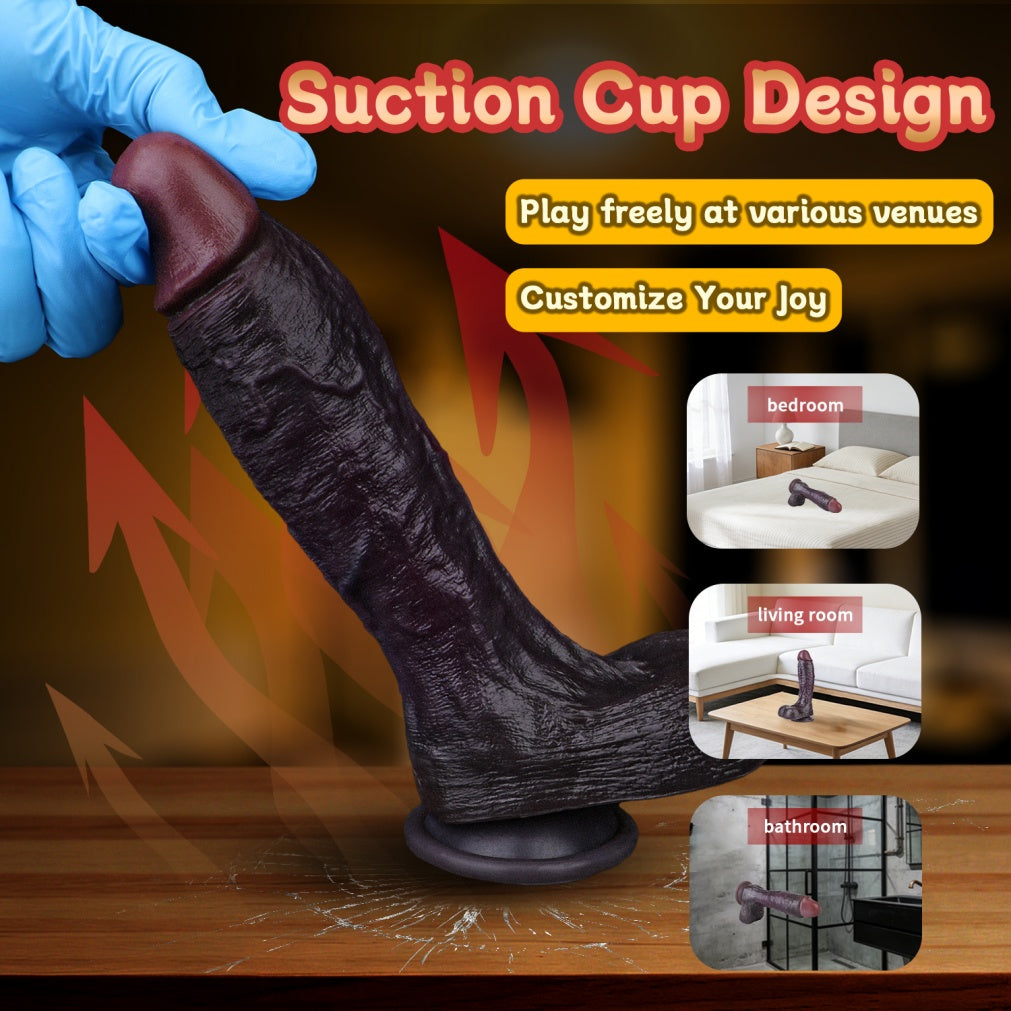 NobleSculpt 9" Dual-Density Black Silicone Dildo | Realistic Life-Size | Domlust