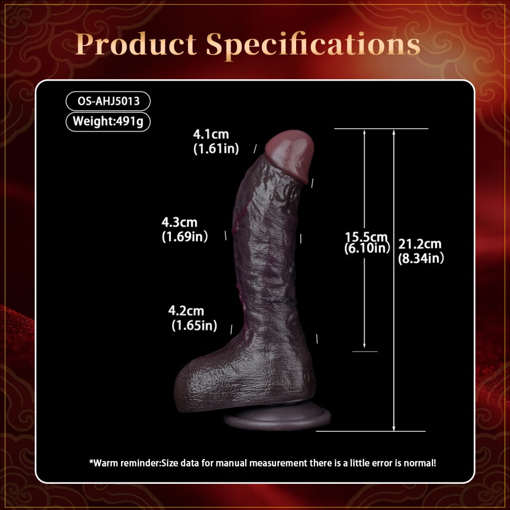 Domlust Realistic Dildo – Dual-Layer Platinum Silicone with Movable Skin & Suction Cup | Life-Size G-Spot