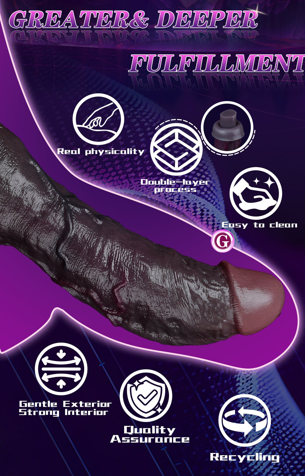 Domlust Realistic Dildo – Dual-Layer Platinum Silicone with Movable Skin & Suction Cup | Life-Size G-Spot