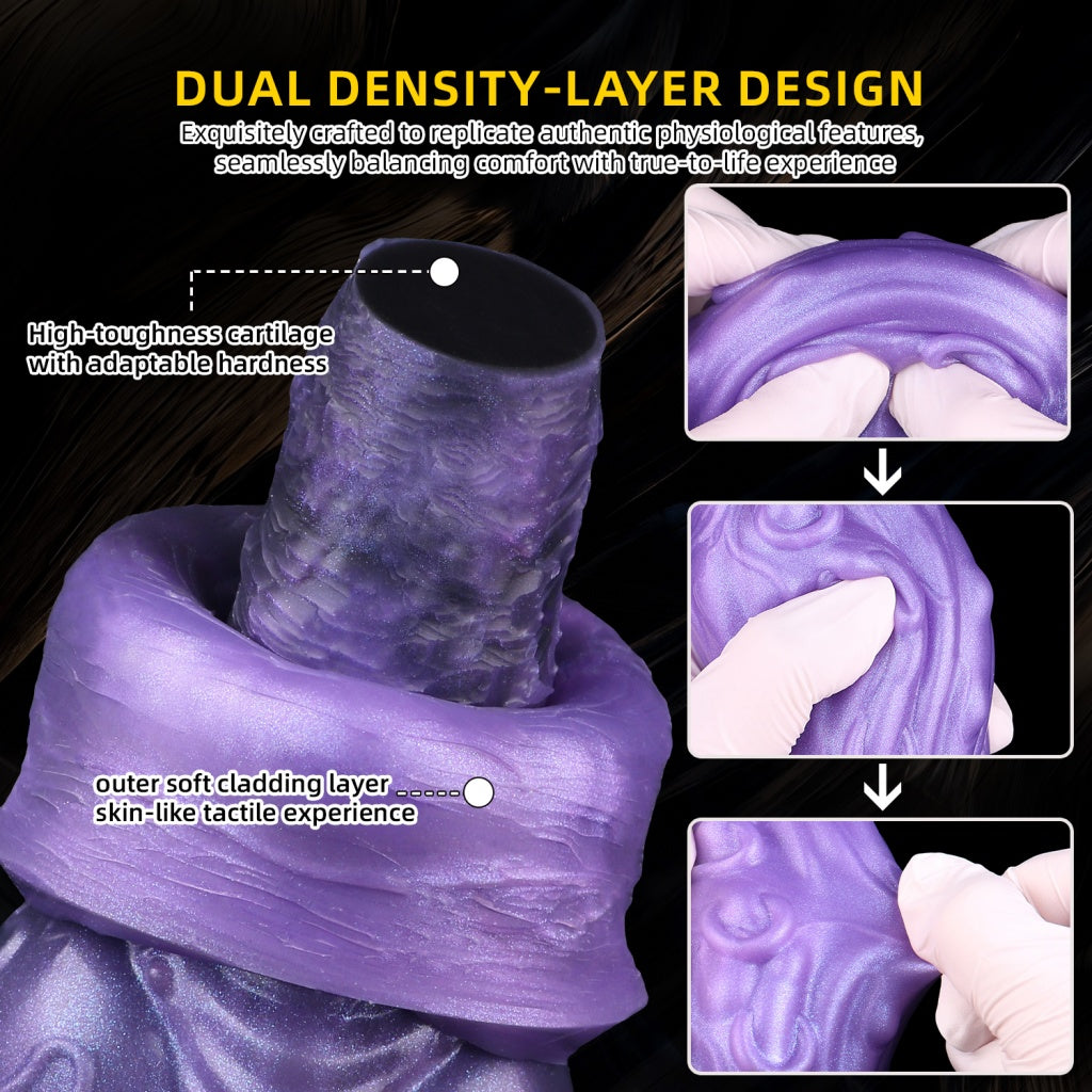 Domlust Dog Dildo – Dual-Layer Platinum Silicone Knotted Canine Creature Cock with Suction Cup | Knot Expansion