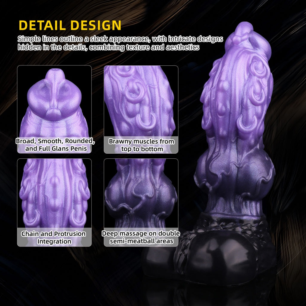 Domlust Dog Dildo – Dual-Layer Platinum Silicone Knotted Canine Creature Cock with Suction Cup | Knot Expansion