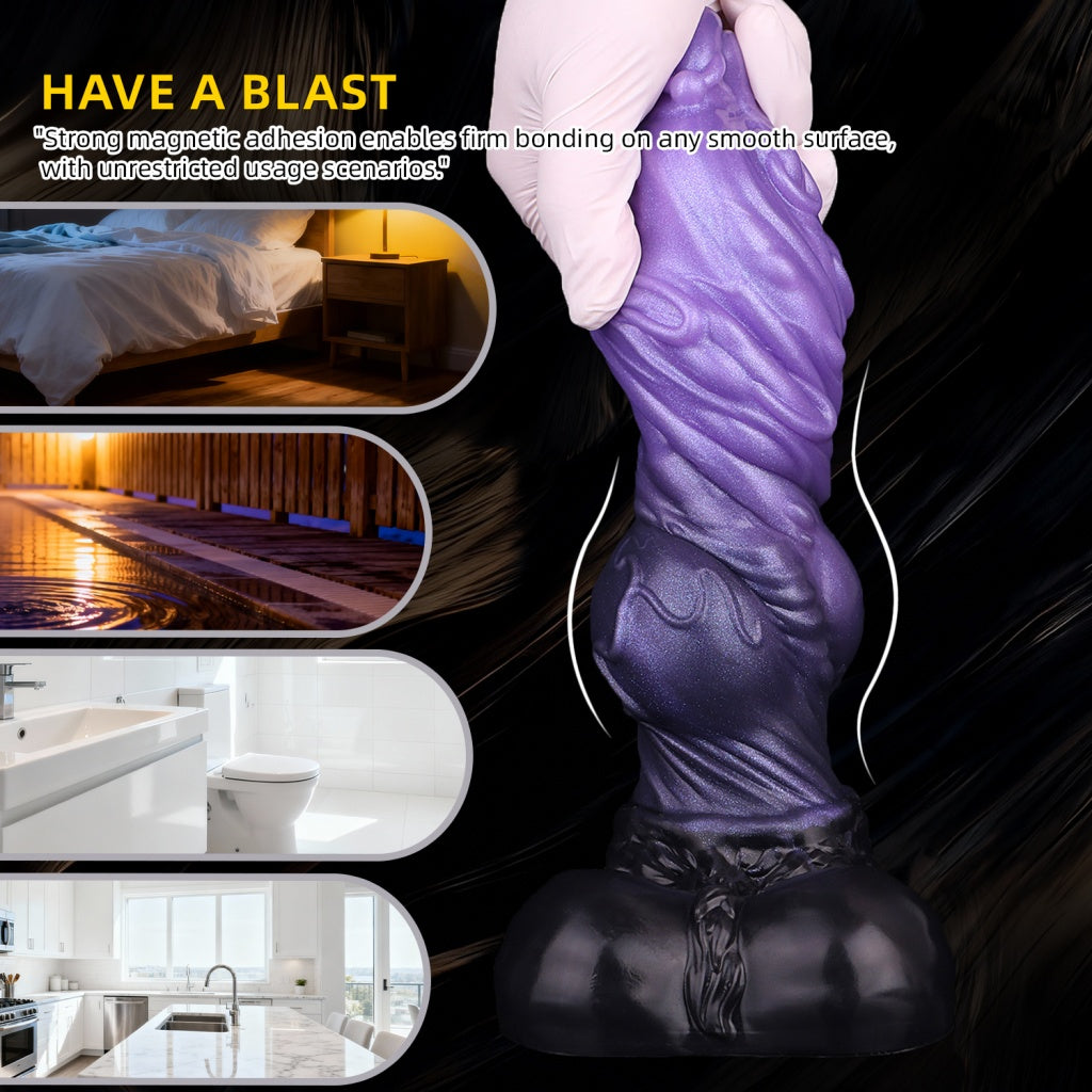 Domlust Dog Dildo – Dual-Layer Platinum Silicone Knotted Canine Creature Cock with Suction Cup | Knot Expansion