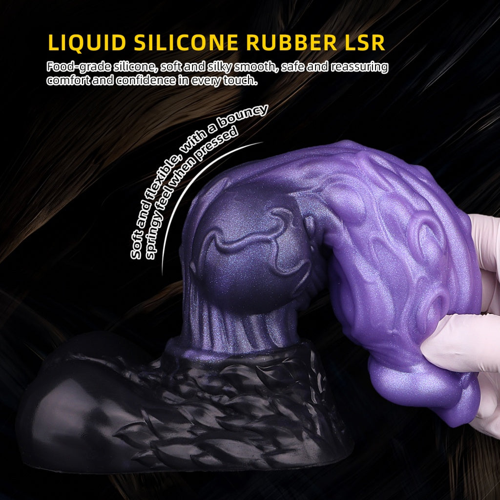 Domlust Dog Dildo – Dual-Layer Platinum Silicone Knotted Canine Creature Cock with Suction Cup | Knot Expansion
