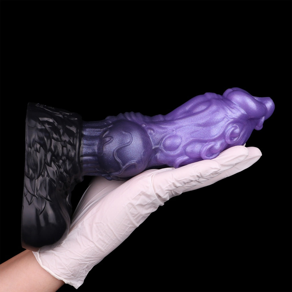 Domlust Dog Dildo – Dual-Layer Platinum Silicone Knotted Canine Creature Cock with Suction Cup | Knot Expansion