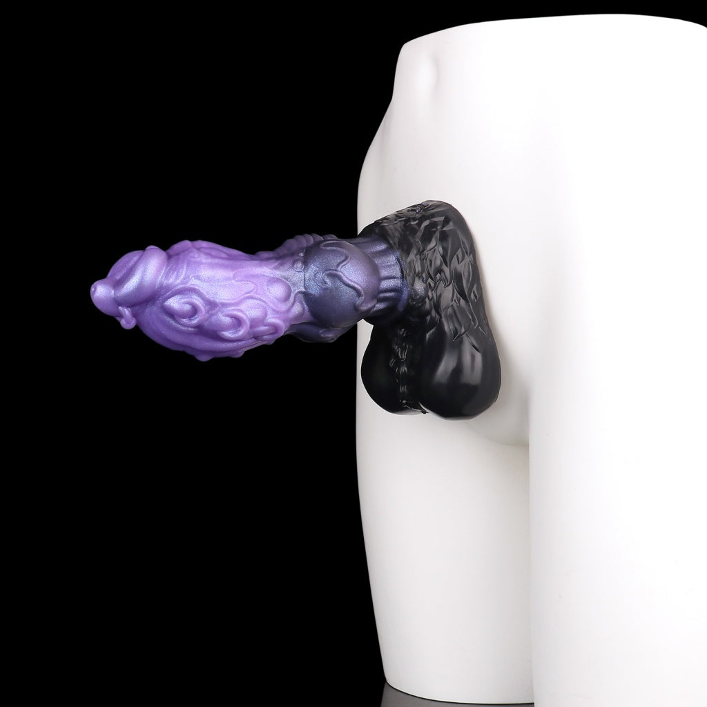 Domlust Dog Dildo – Dual-Layer Platinum Silicone Knotted Canine Creature Cock with Suction Cup | Knot Expansion