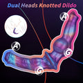 Fantasy Purple Knotted Double Dildo – Platinum Silicone Monster Cock for Couples