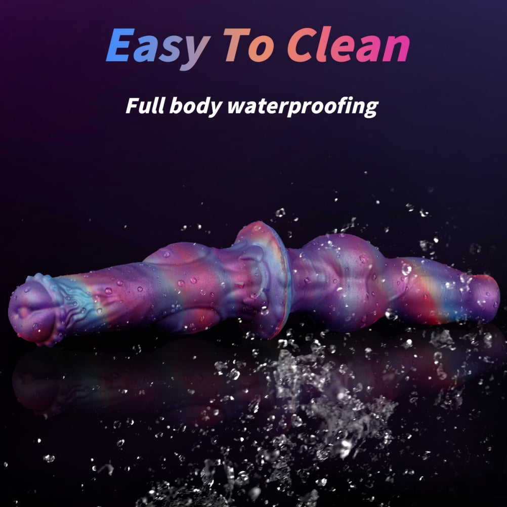 Fantasy Purple Knotted Double Dildo – Platinum Silicone Monster Cock for Couples