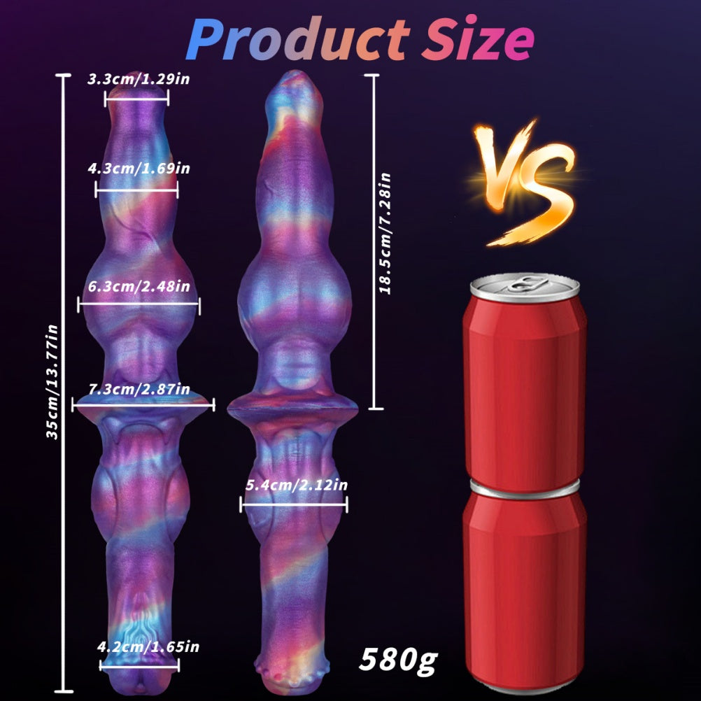 Fantasy Purple Knotted Double Dildo – Platinum Silicone Monster Cock for Couples