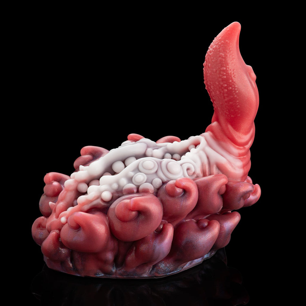 Alien Tentacle Grinder Sex Toy | Platinum Silicone Male Masturbator with Open Channel & Vibrator Slot