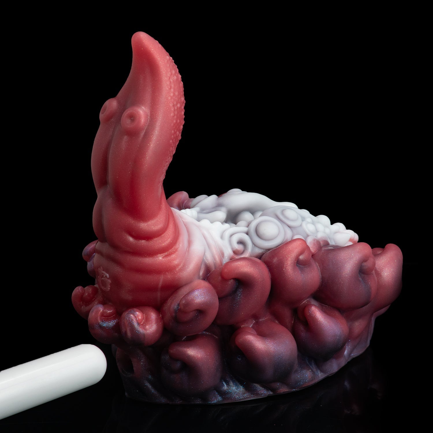 Alien Tentacle Grinder Sex Toy | Platinum Silicone Male Masturbator with Open Channel & Vibrator Slot