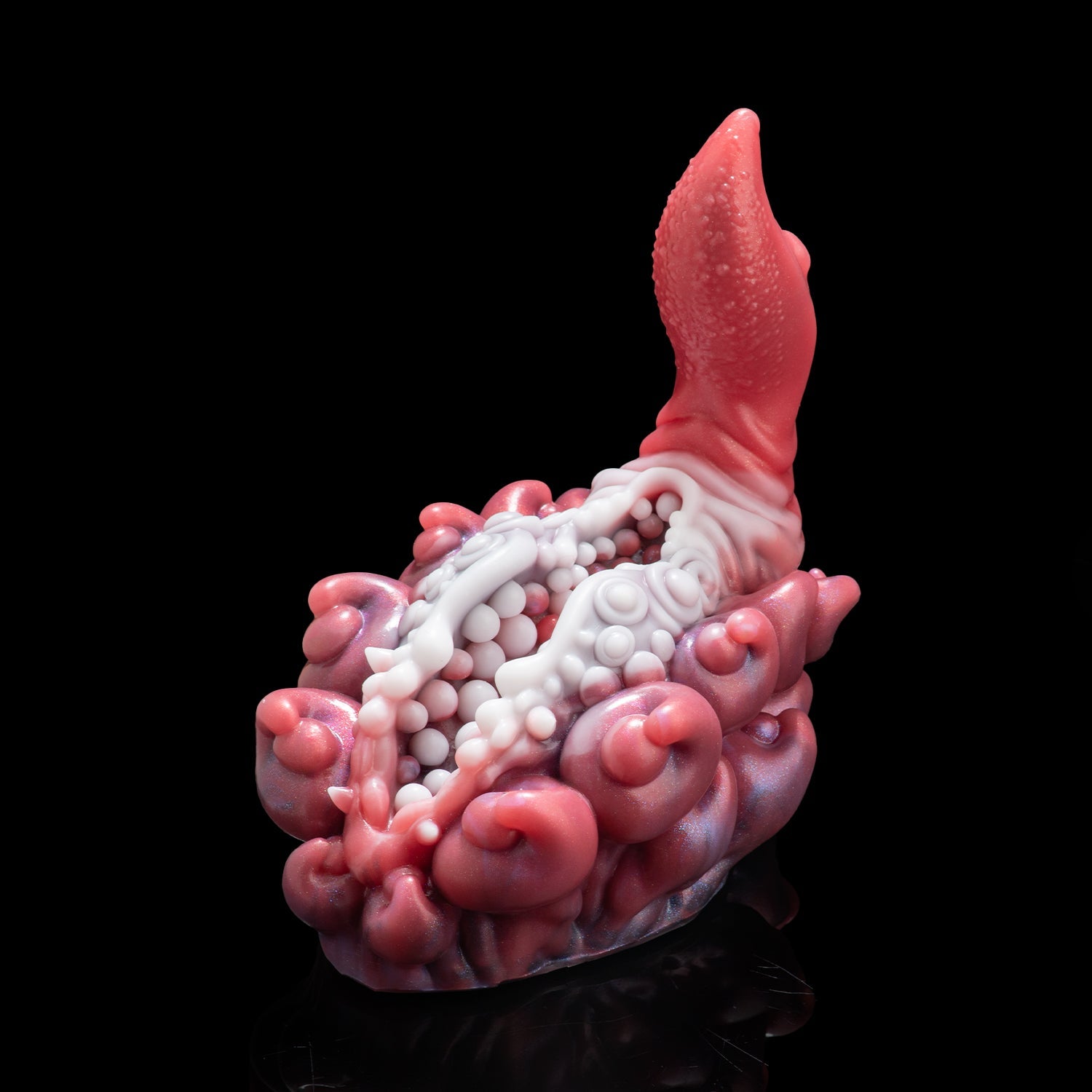 Alien Tentacle Grinder Sex Toy | Platinum Silicone Male Masturbator with Open Channel & Vibrator Slot