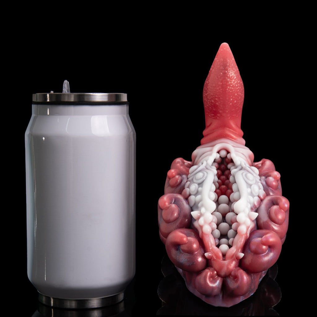 Alien Tentacle Grinder Sex Toy | Platinum Silicone Male Masturbator with Open Channel & Vibrator Slot