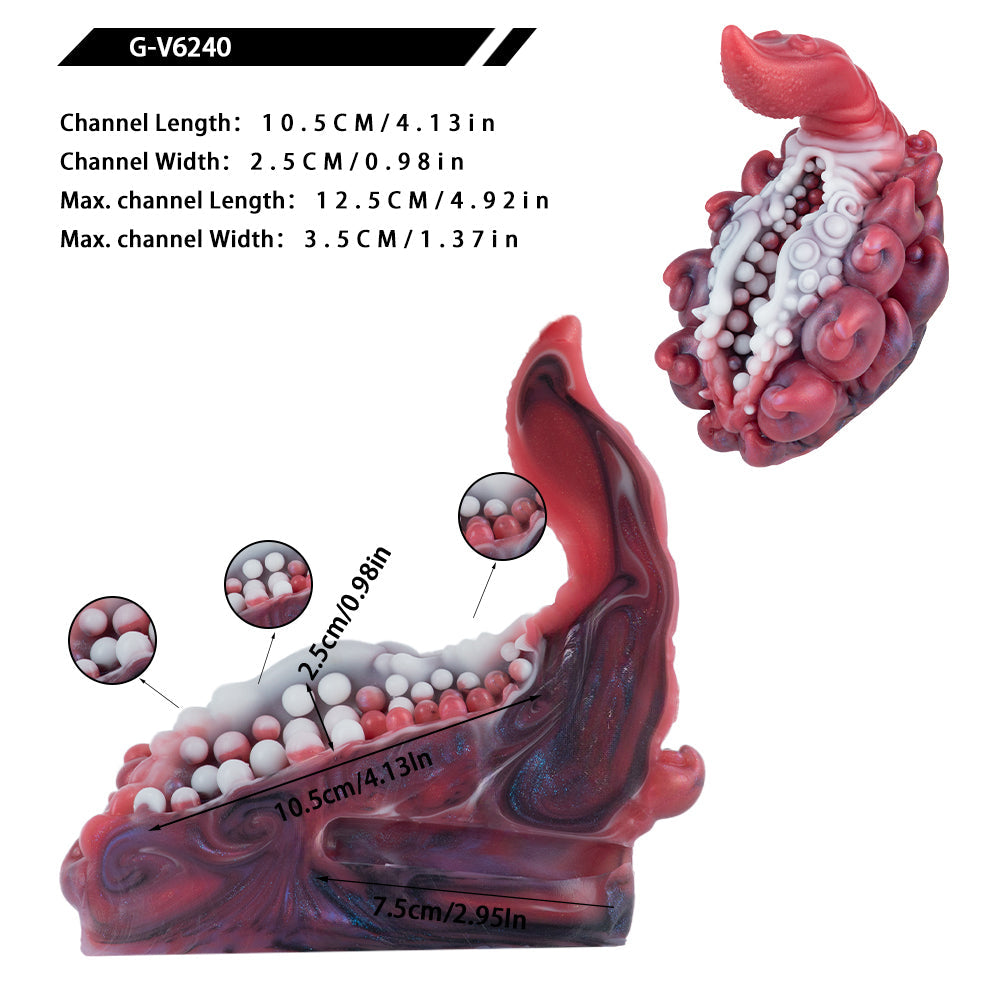 Alien Tentacle Grinder Sex Toy | Platinum Silicone Male Masturbator with Open Channel & Vibrator Slot