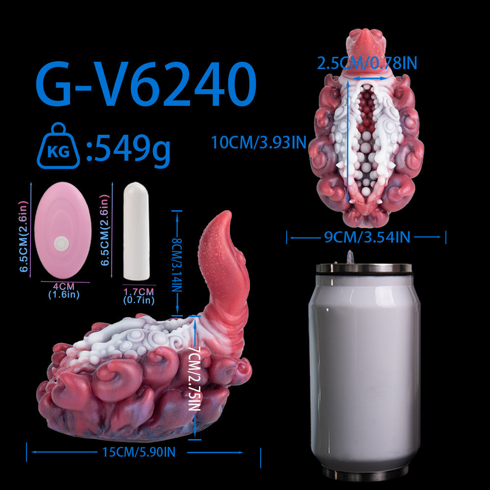 Alien Tentacle Grinder Sex Toy | Platinum Silicone Male Masturbator with Open Channel & Vibrator Slot