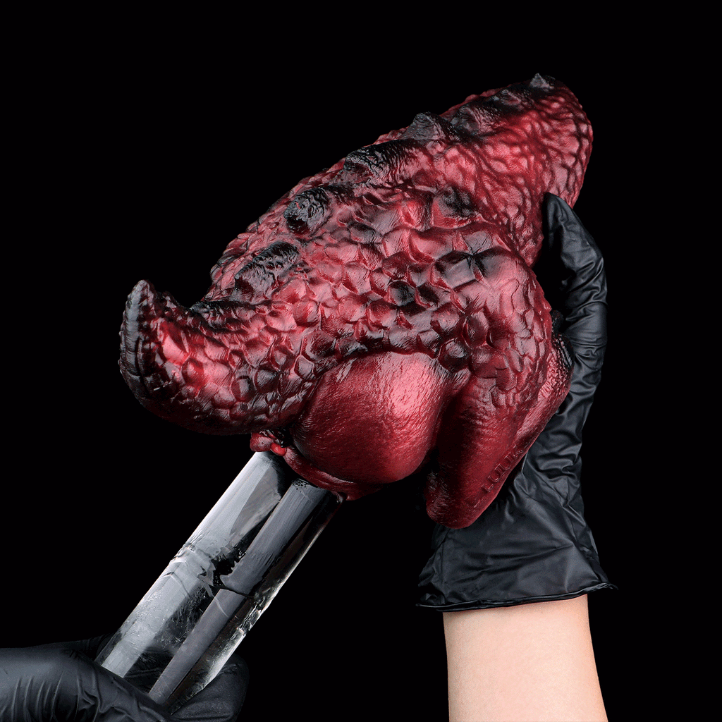 Blood Red Alien Dragon Butt Silicone Pocket Pussy-Dual-Channel Fantasy Torso Sex Doll for Extreme Climax