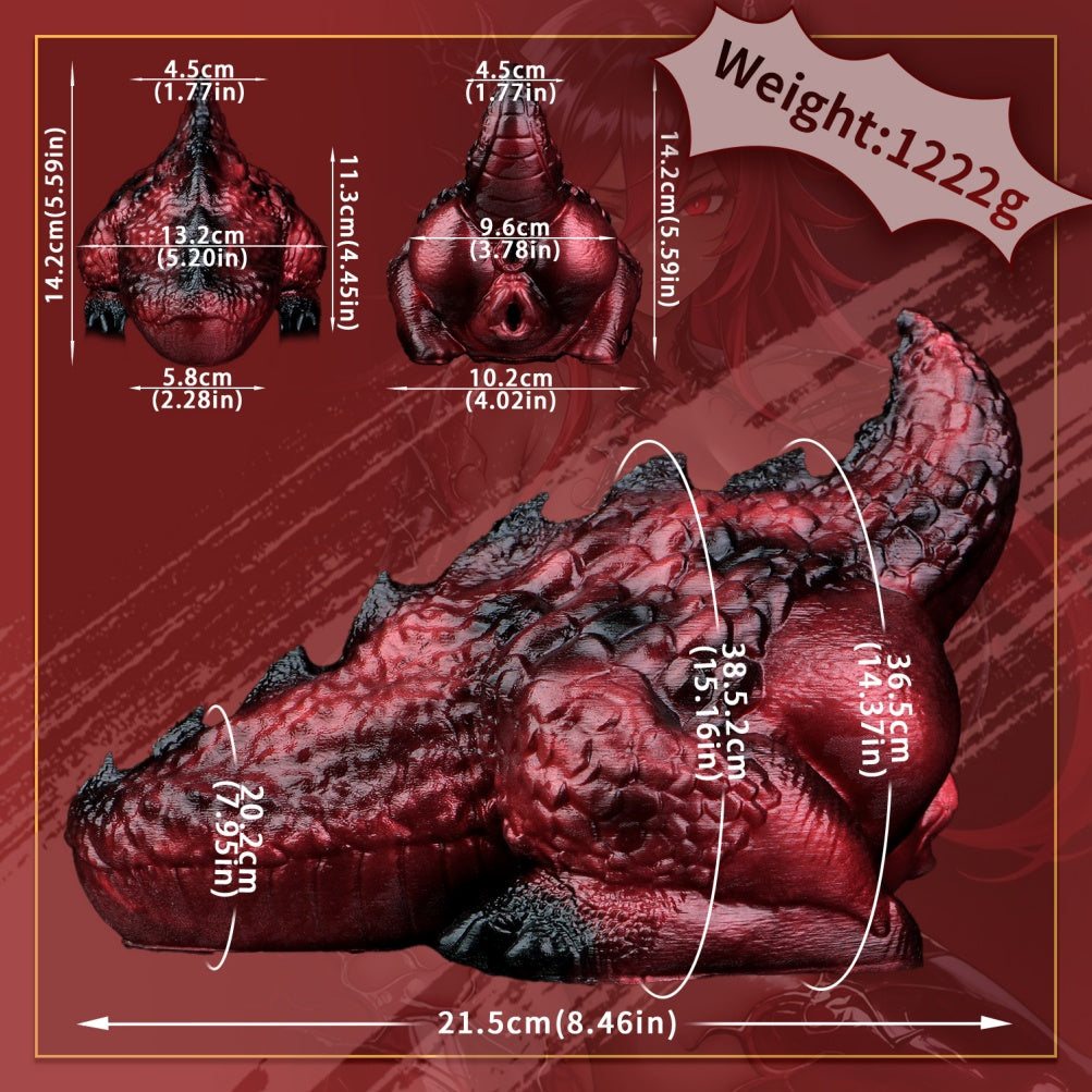 Blood Red Alien Dragon Butt Silicone Pocket Pussy-Dual-Channel Fantasy Torso Sex Doll for Extreme Climax
