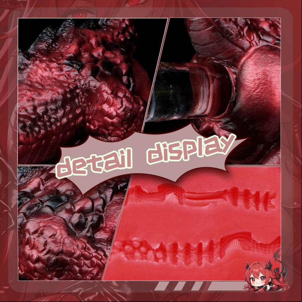 Blood Red Alien Dragon Butt Silicone Pocket Pussy-Dual-Channel Fantasy Torso Sex Doll for Extreme Climax