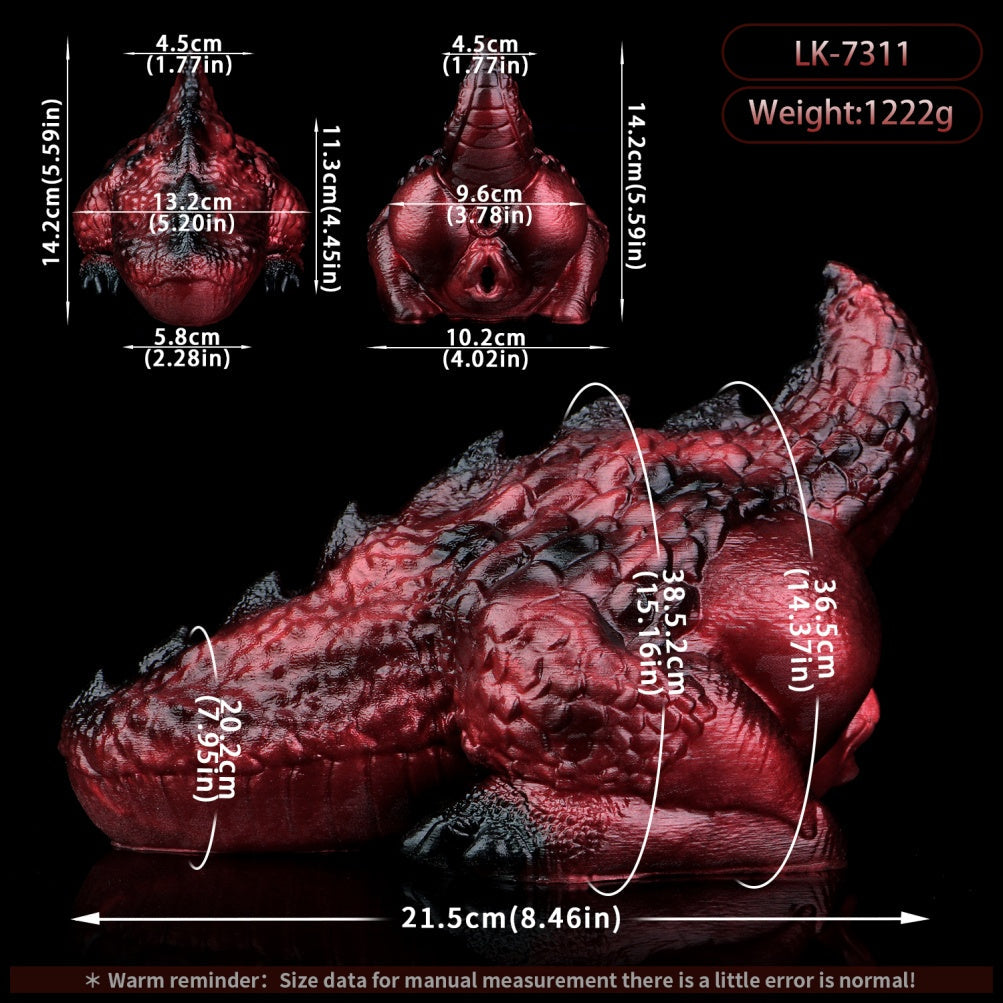 Blood Red Alien Dragon Butt Silicone Pocket Pussy-Dual-Channel Fantasy Torso Sex Doll for Extreme Climax