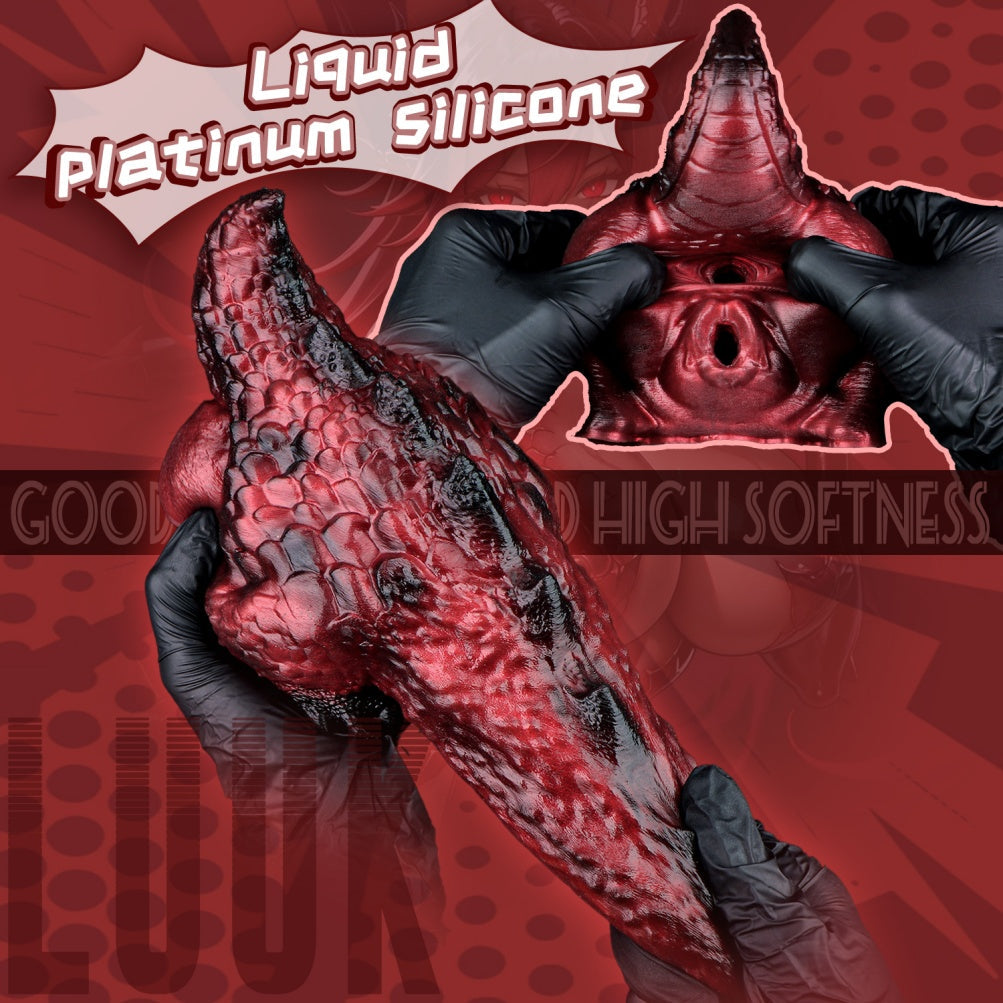 Blood Red Alien Dragon Butt Silicone Pocket Pussy-Dual-Channel Fantasy Torso Sex Doll for Extreme Climax