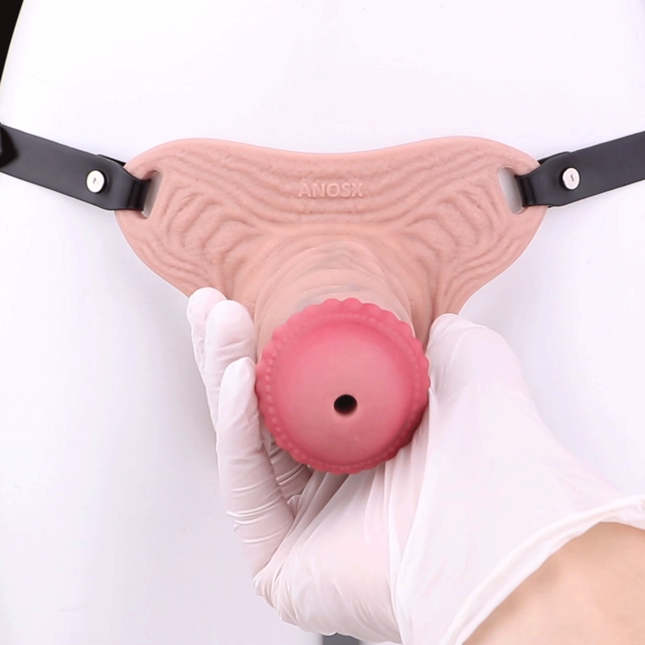 Flesh-Like Silicone Wearable Pink Chastity Cage – Huge Cock Sleeve for Erection Restriction