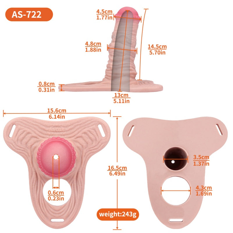 Flesh-Like Silicone Wearable Pink Chastity Cage – Huge Cock Sleeve for Erection Restriction