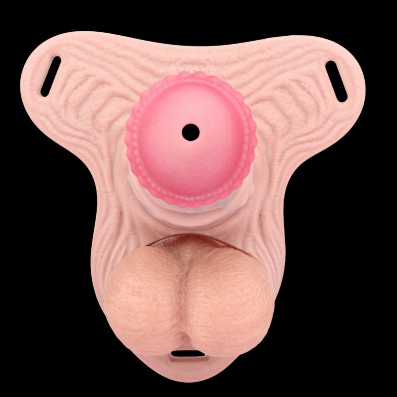 Flesh-Like Silicone Wearable Pink Chastity Cage – Huge Cock Sleeve for Erection Restriction