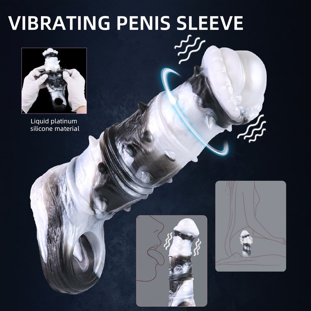 Fantasy Horse Vibrating Cock Sleeve – Platinum Silicone Penis Sleeve with Remote Control