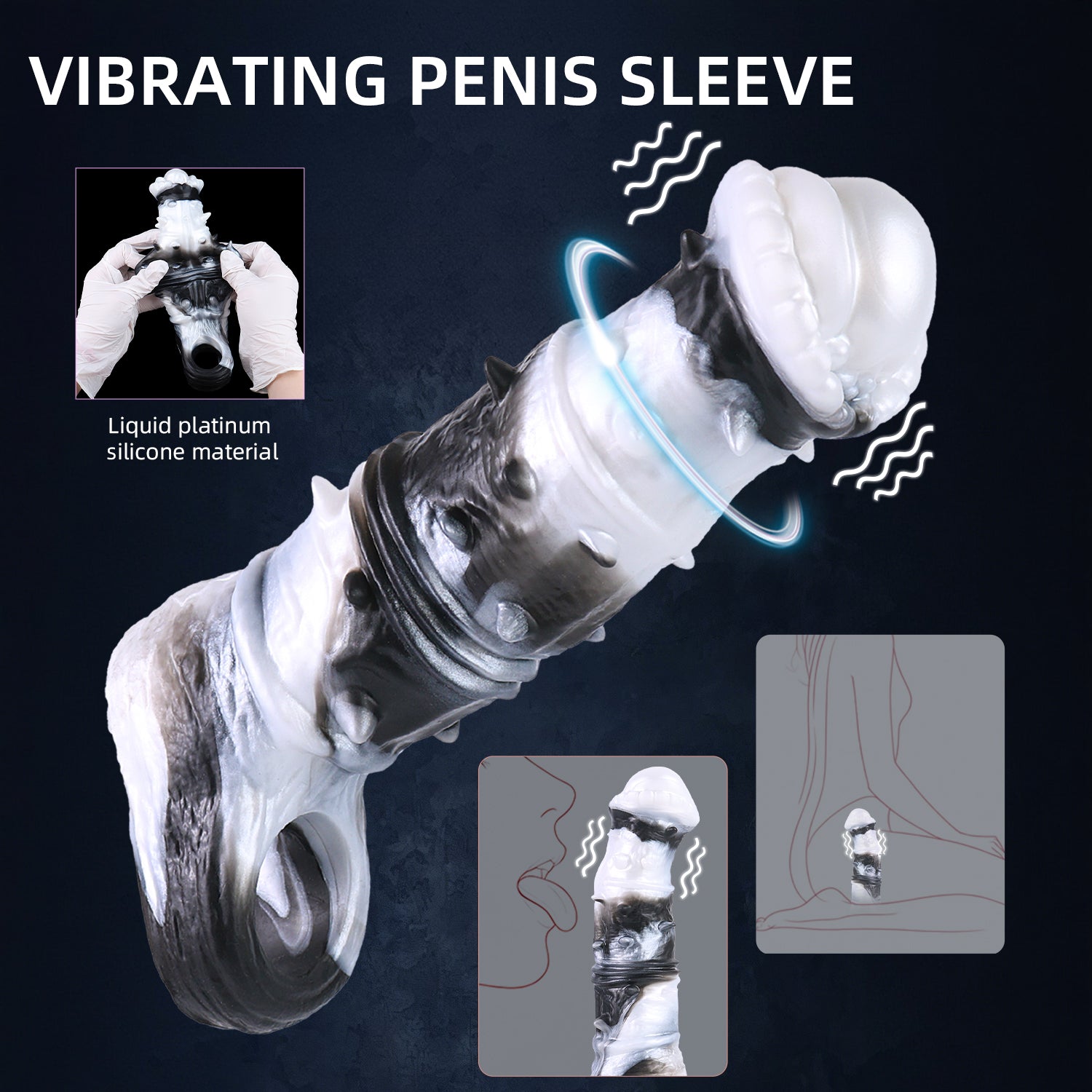 Fantasy Horse Vibrating Cock Sleeve – Platinum Silicone Penis Sleeve with Remote Control