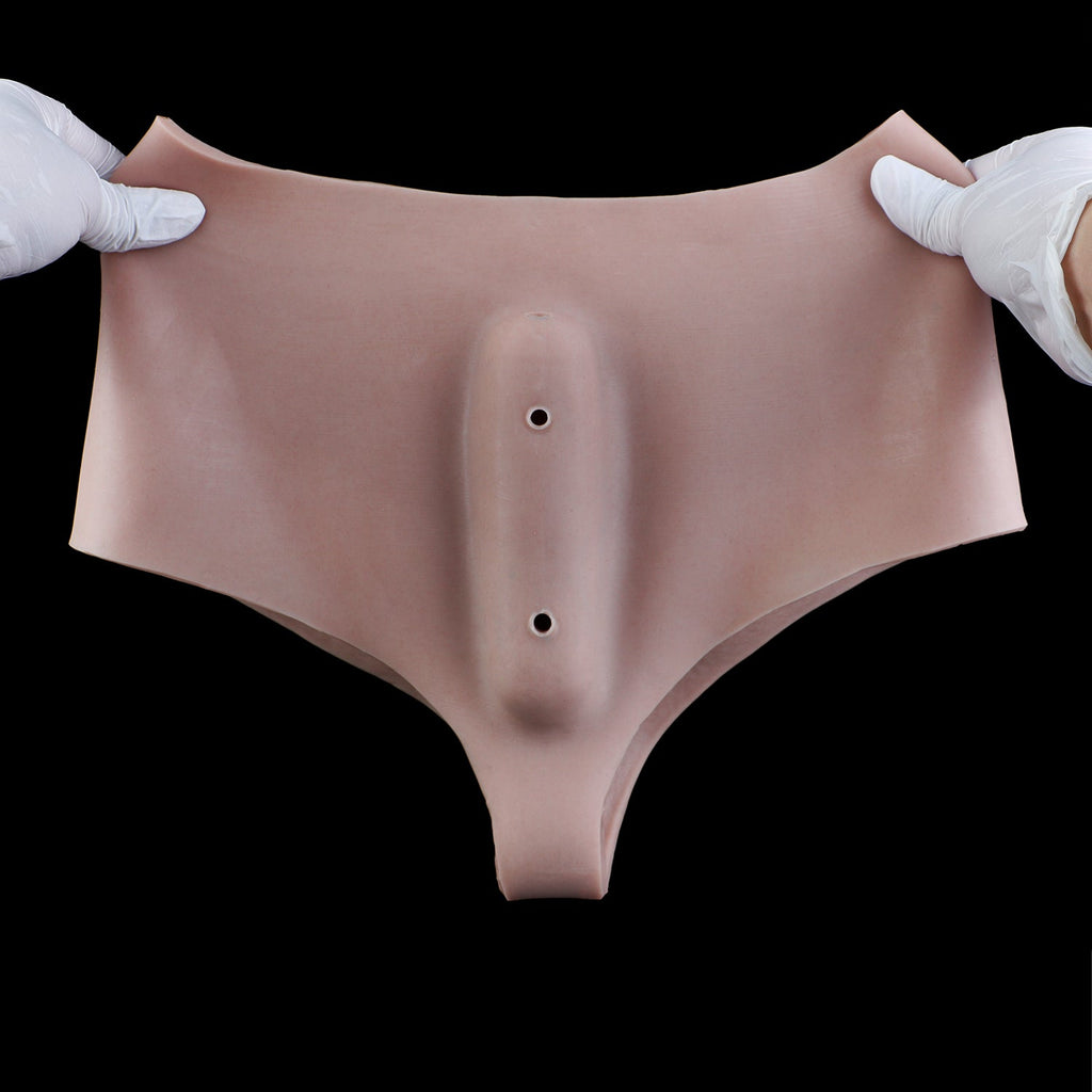 Platinum Silicone Realistic Pussy Panties with Insertable Vagina — Wearable Fake Vagina Panty for Feminization Play