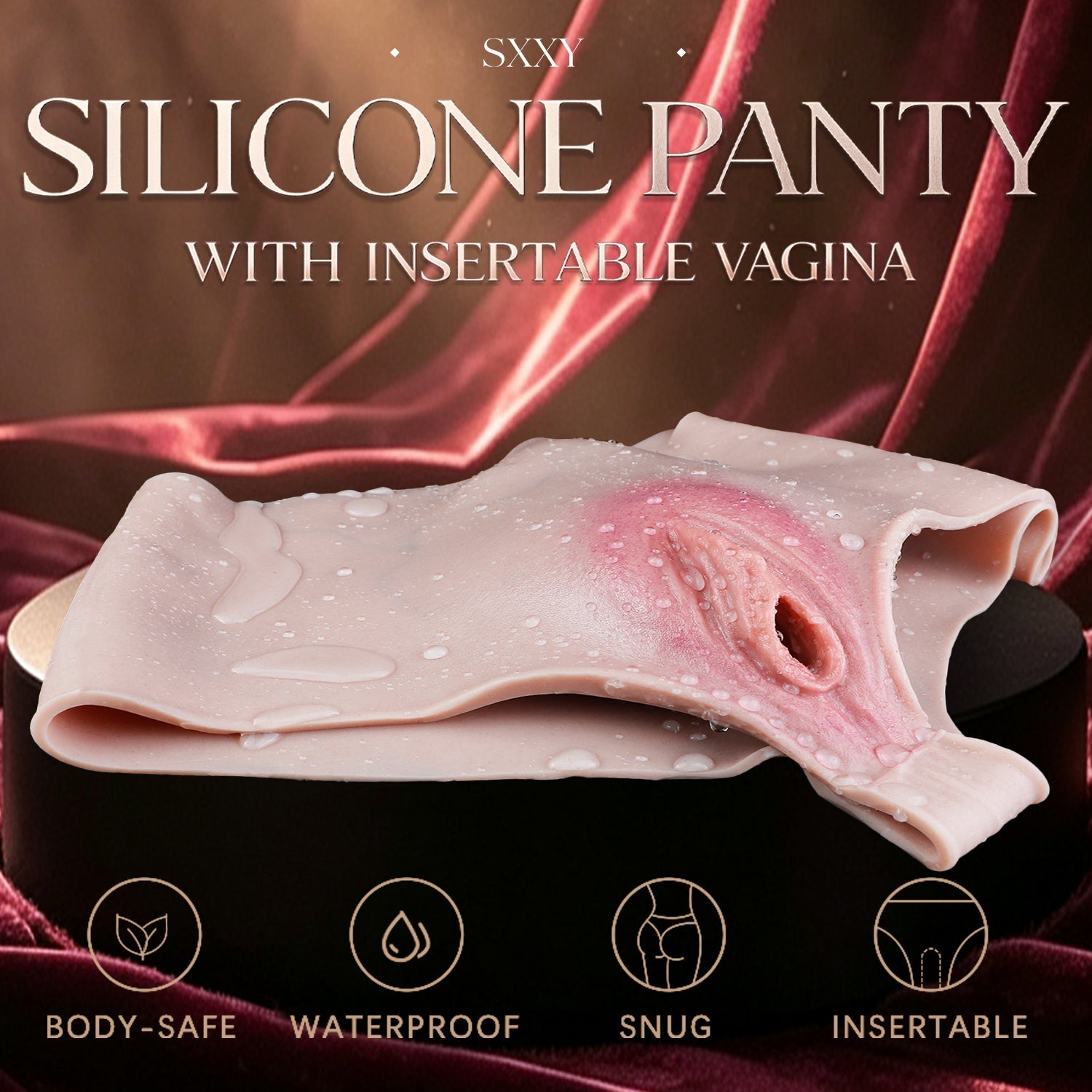 Platinum Silicone Realistic Pussy Panties with Insertable Vagina — Wearable Fake Vagina Panty for Feminization Play