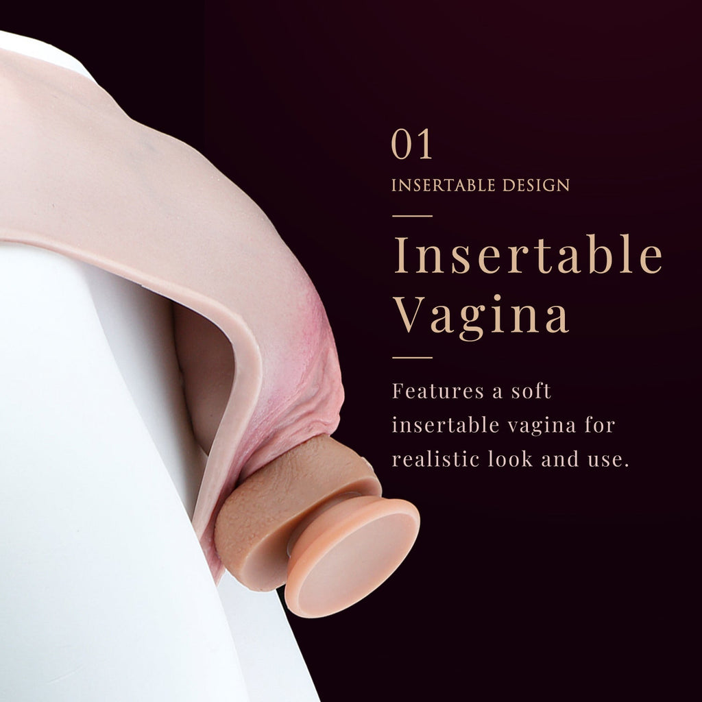 Platinum Silicone Realistic Pussy Panties with Insertable Vagina — Wearable Fake Vagina Panty for Feminization Play
