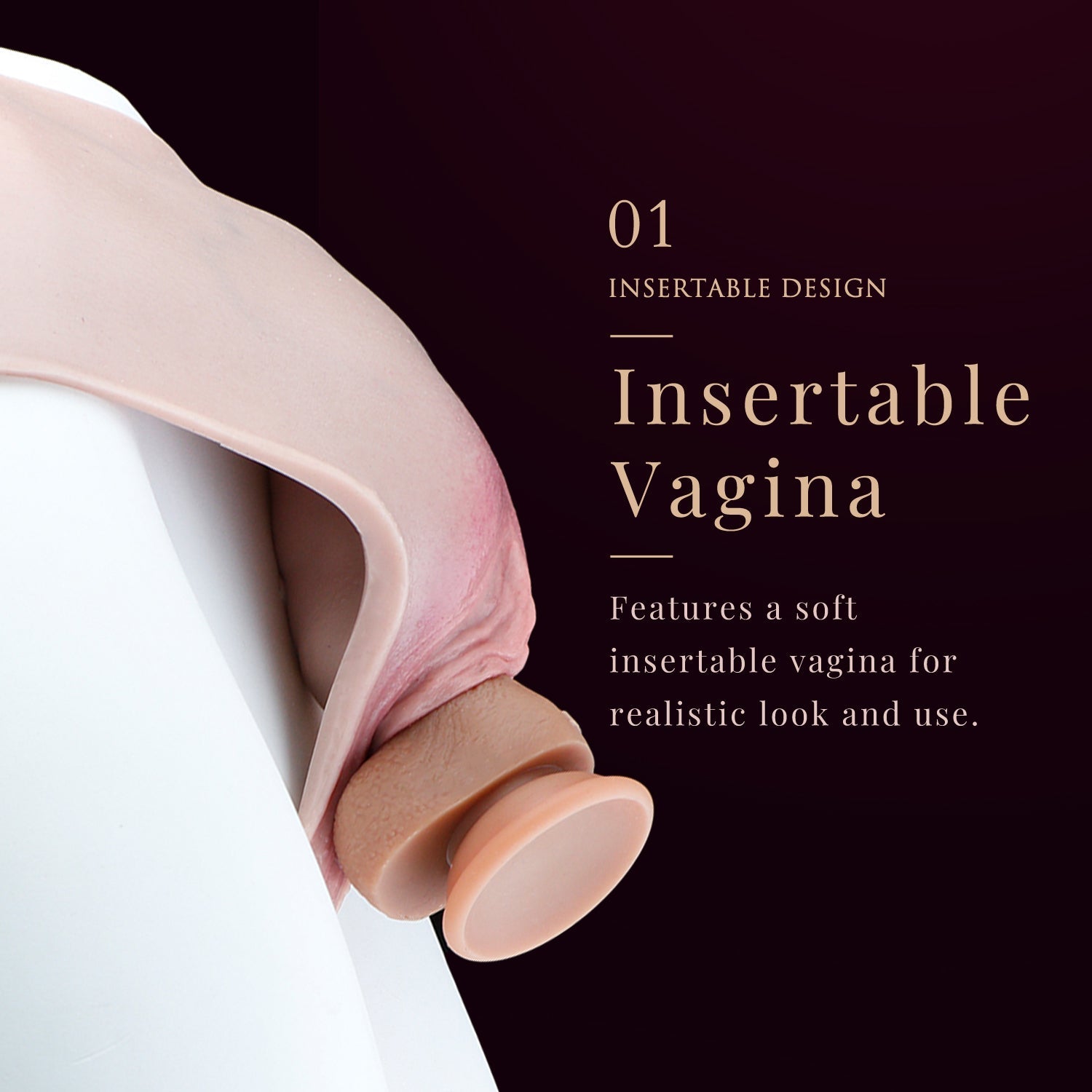 Platinum Silicone Realistic Pussy Panties with Insertable Vagina — Wearable Fake Vagina Panty for Feminization Play