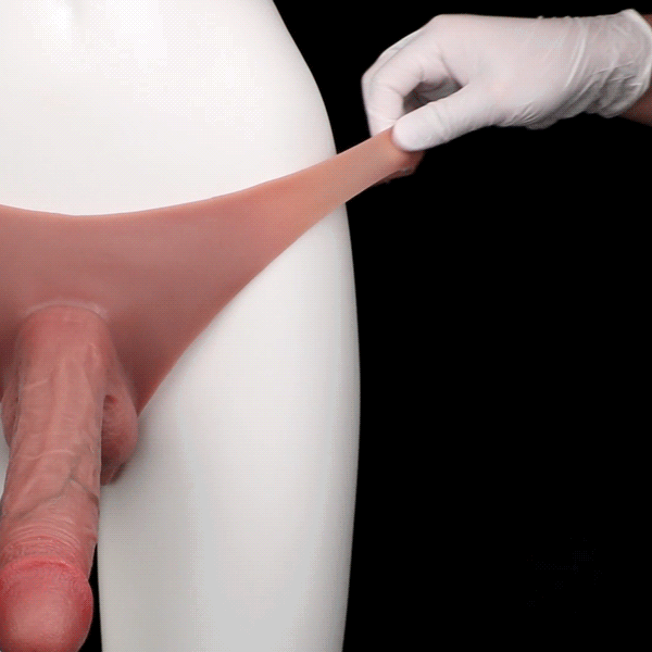 Flesh Hollow Dildo Sheath Underwear - 8 Inch Realistic Cock Sleeve Extender Pants for Men