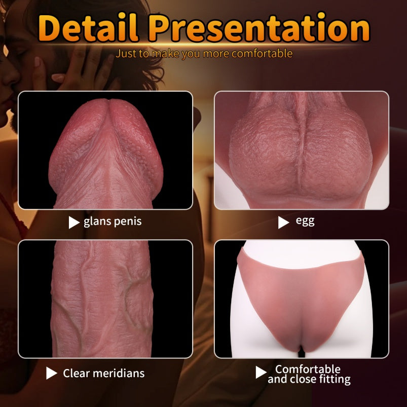 Flesh Hollow Dildo Sheath Underwear - 8 Inch Realistic Cock Sleeve Extender Pants for Men