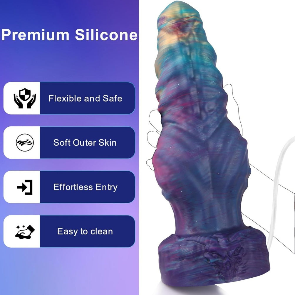 Domlust Knotted Squirting Dildo – Premium Platinum Silicone | Monster Knot + Ejaculation | Galaxy Nebula | 3 Sizes