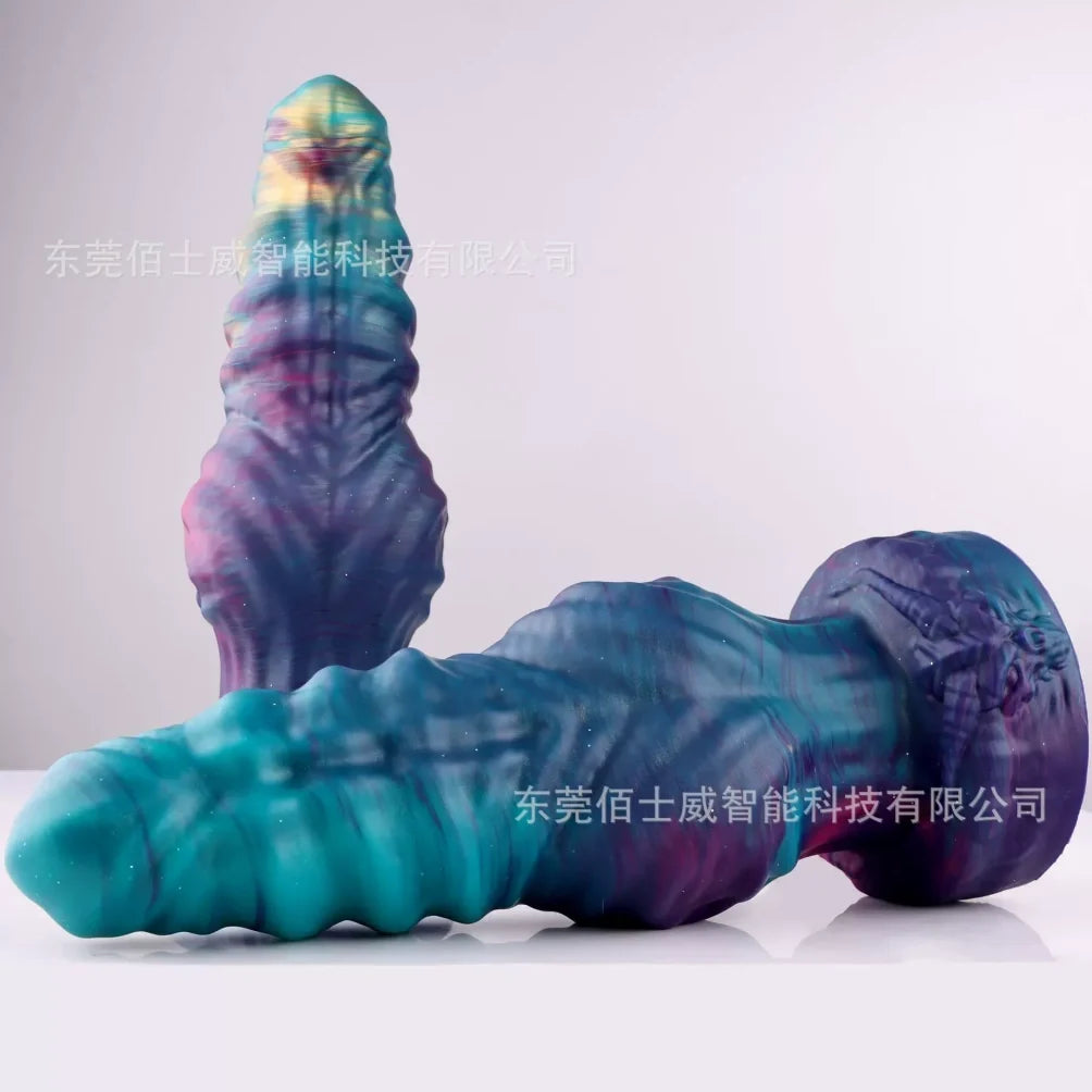 Domlust Knotted Squirting Dildo – Premium Platinum Silicone | Monster Knot + Ejaculation | Galaxy Nebula | 3 Sizes