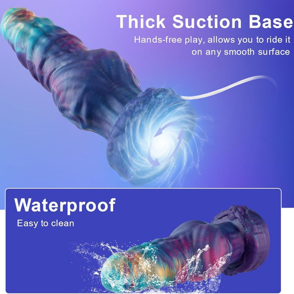 Domlust Knotted Squirting Dildo – Premium Platinum Silicone | Monster Knot + Ejaculation | Galaxy Nebula | 3 Sizes